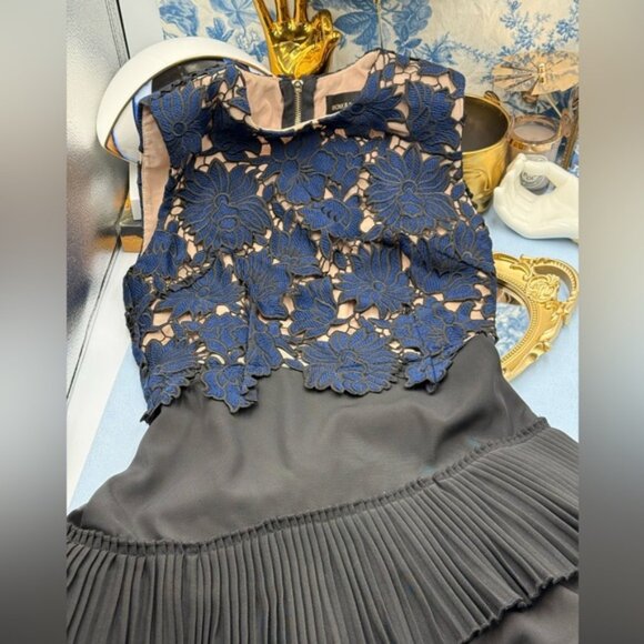 🆕 BRONX & BANCO 🧿 NWOT Navy Lace & Black Tiered Midi Dress, Sz AU 8 US 4 - Picture 12 of 13